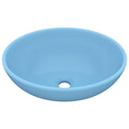 Lavabo de lujo ovalado cerámica azul claro mate 40x33 cm