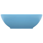 Lavabo de lujo ovalado cerámica azul claro mate 40x33 cm