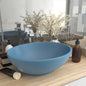 Luxury oval matt light blue ceramic washbasin 40x33 cm