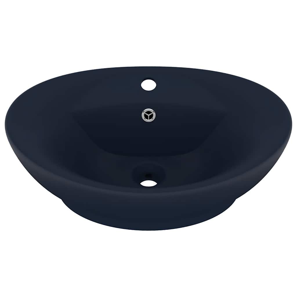 Lavabo lujoso con rebosadero cerámica azul oscuro 58,5x39cm