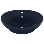 Lavabo lujoso con rebosadero cerámica azul oscuro 58,5x39cm