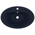 Lavabo lujoso con rebosadero cerámica azul oscuro 58,5x39cm