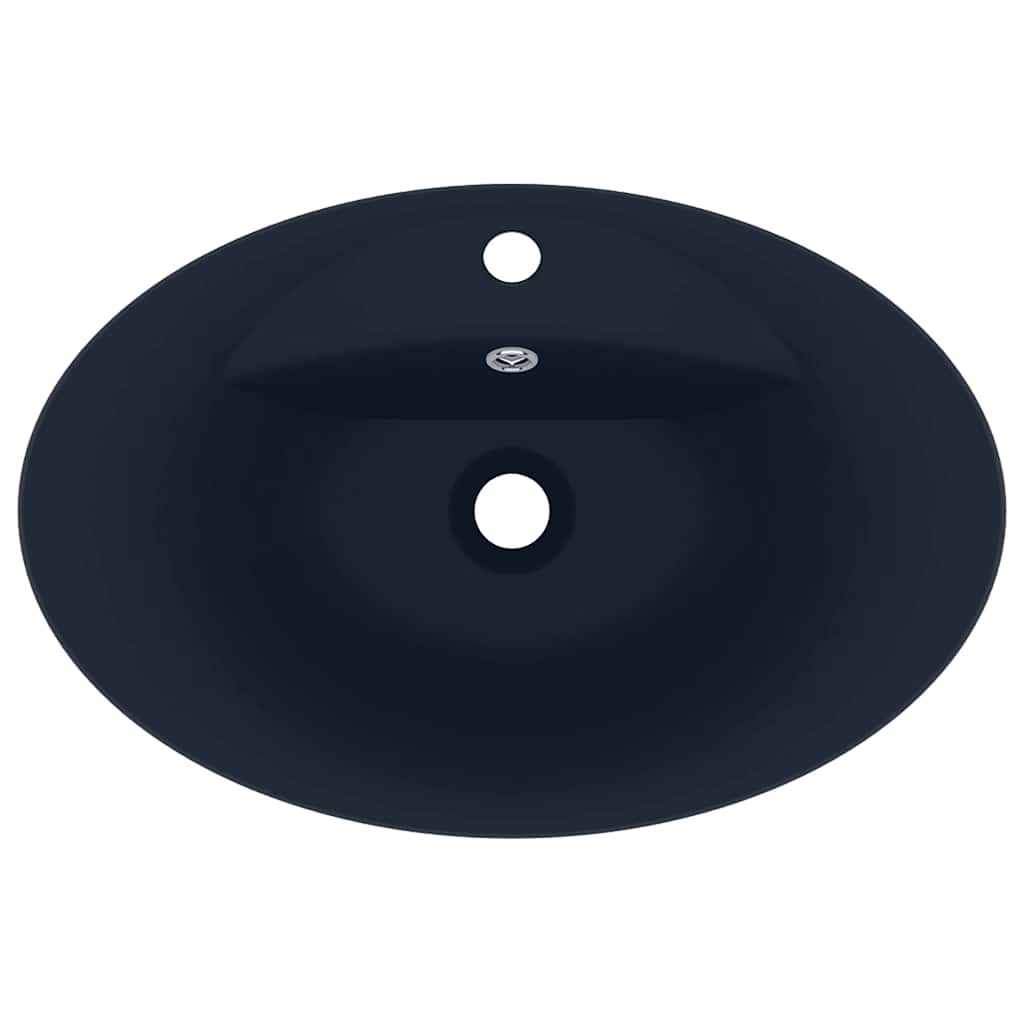 Lavabo lujoso con rebosadero cerámica azul oscuro 58,5x39cm