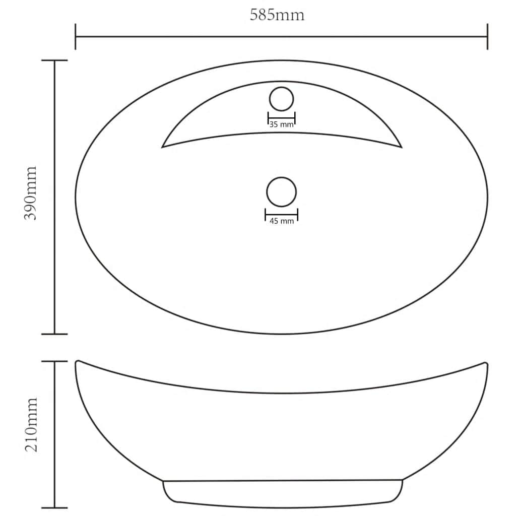 Lavabo lujoso con rebosadero cerámica azul oscuro 58,5x39cm