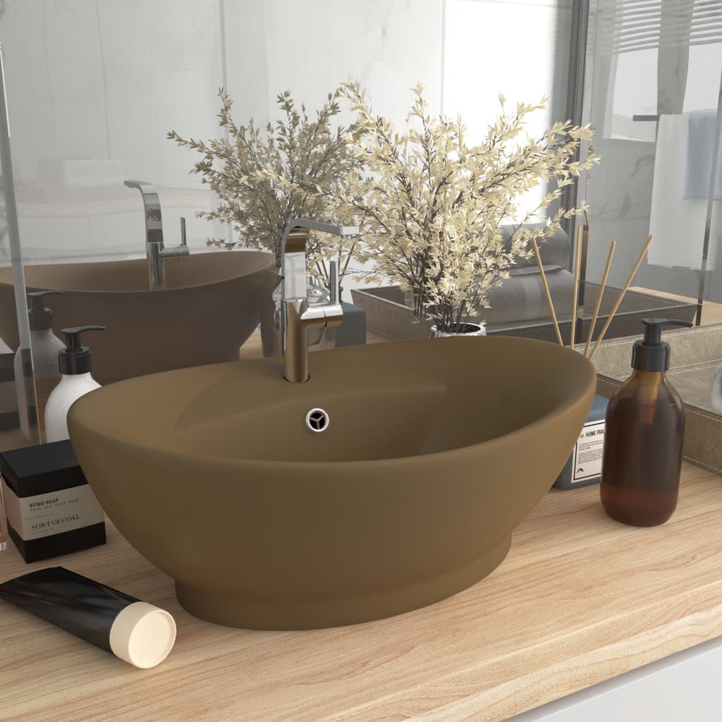 Luxury washbasin with overflow dark blue ceramic 58.5x39cm
