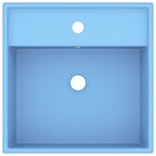 Lavabo cuadrado rebosadero cerámica azul claro mate 41x41 cm