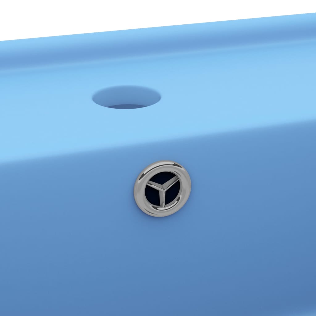 Lavabo cuadrado rebosadero cerámica azul claro mate 41x41 cm