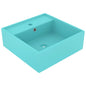 Square basin overflow light blue matt ceramic 41x41 cm