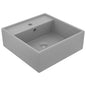 Square basin overflow light blue matt ceramic 41x41 cm