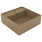 Square basin overflow light blue matt ceramic 41x41 cm