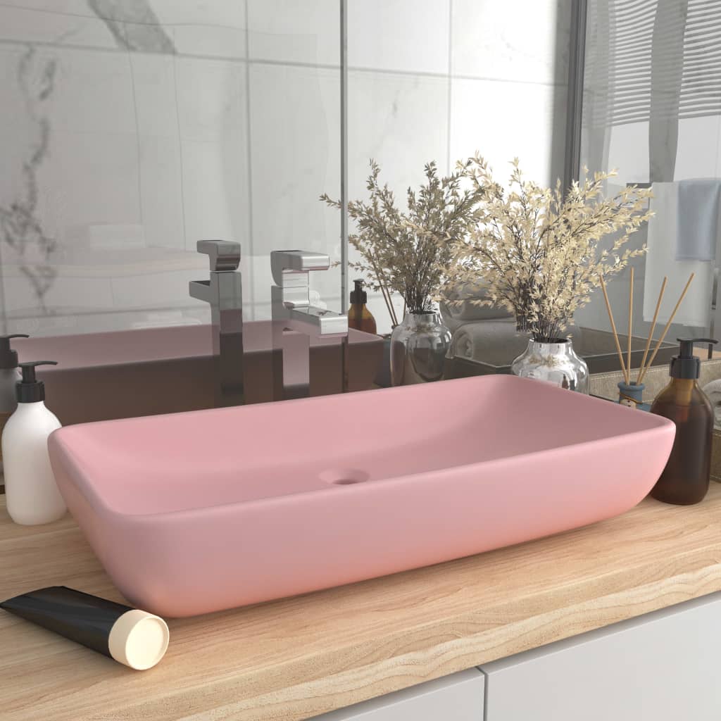 Lavabo con agujero grifo rectangular cerámica 46x25,5x12 blanco