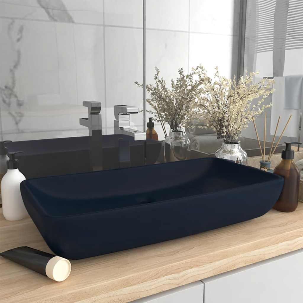 Lavabo con agujero grifo rectangular cerámica 46x25,5x12 blanco