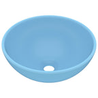 Lavabo de lujo redondo cerámica azul claro mate 32,5x14 cm