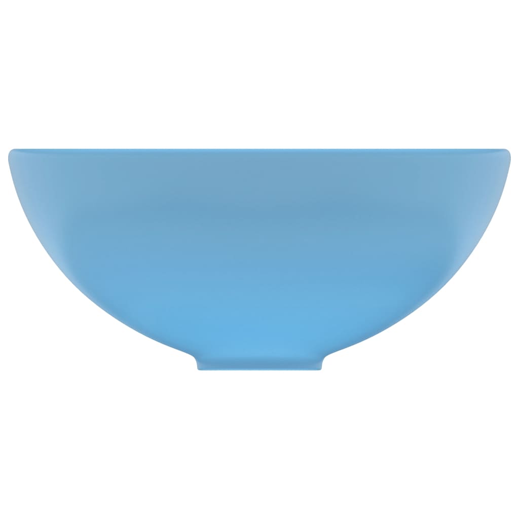 Lavabo de lujo redondo cerámica azul claro mate 32,5x14 cm