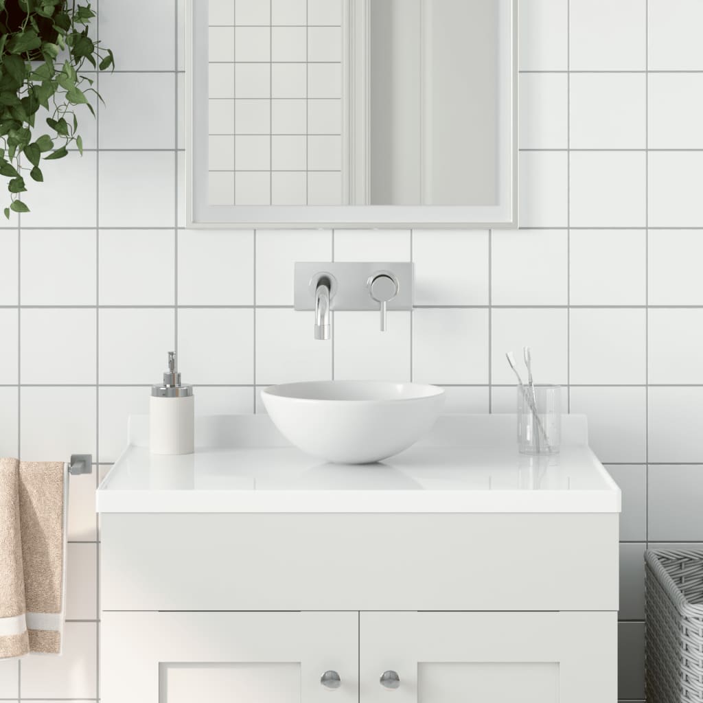 Light Blue Ceramic Round Bathroom Sink