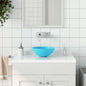 Light Blue Ceramic Round Bathroom Sink