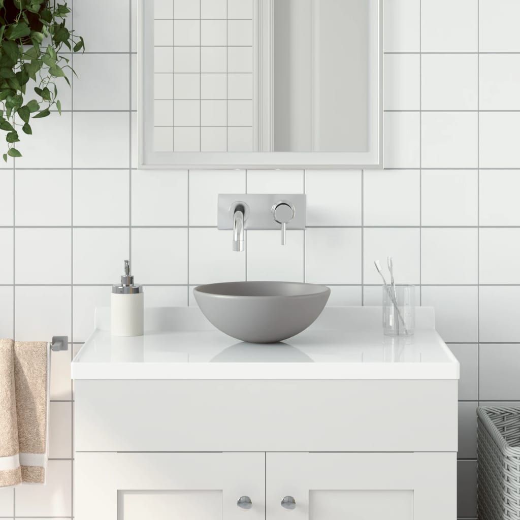 Light Blue Ceramic Round Bathroom Sink