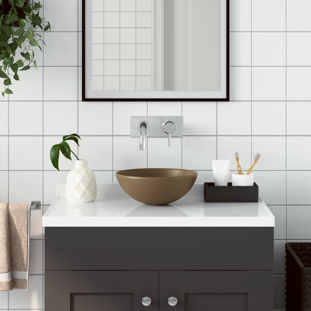 Light Blue Ceramic Round Bathroom Sink