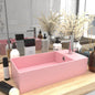 Light blue ceramic sink with overflow