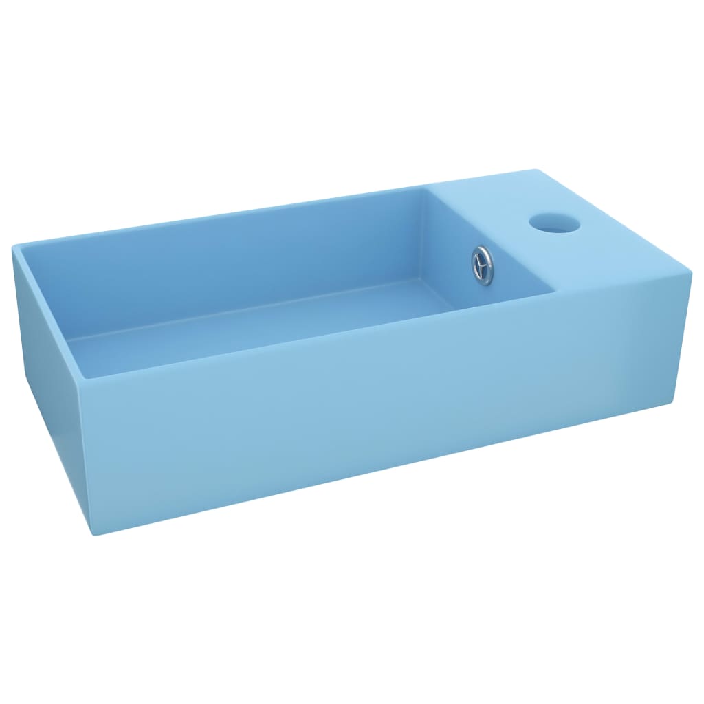 Lavabo con rebosadero cerámica azul claro