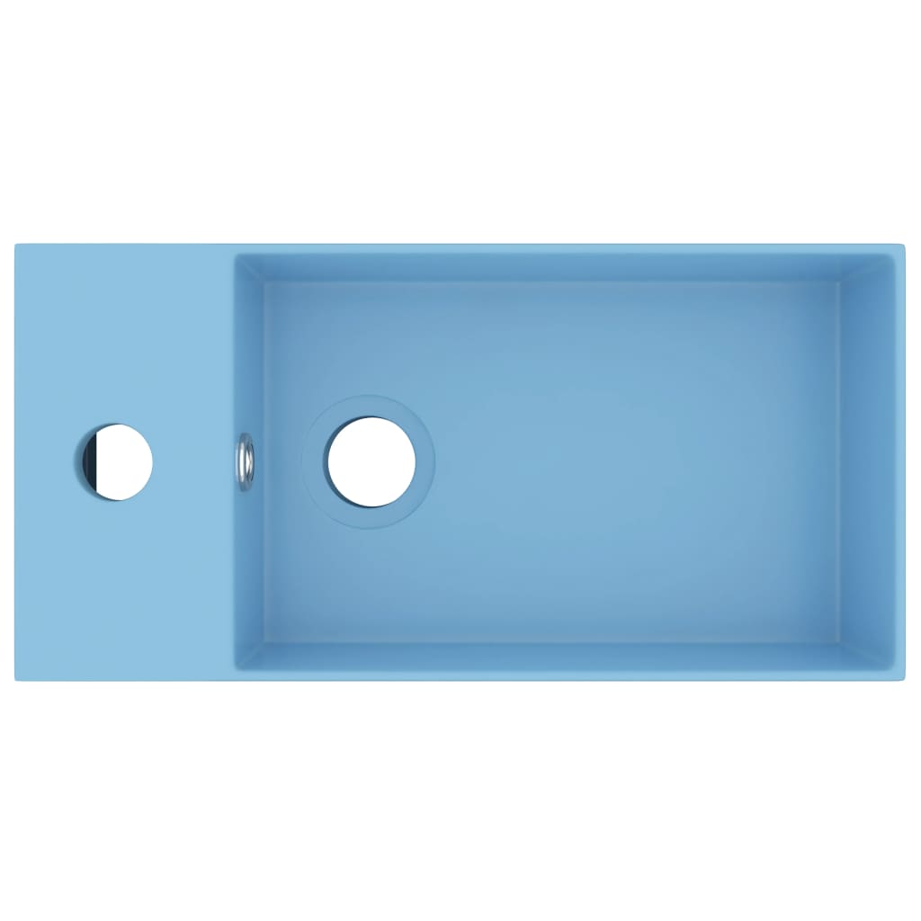 Lavabo con rebosadero cerámica azul claro