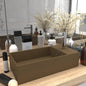 Light blue ceramic sink with overflow
