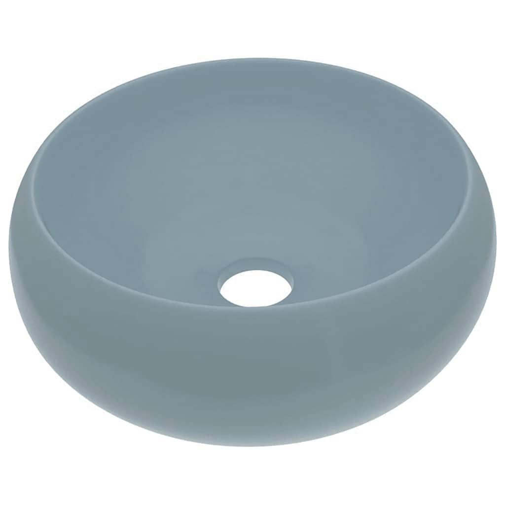 Lavabo de lujo redondo cerámica azul claro mate 40x15 cm