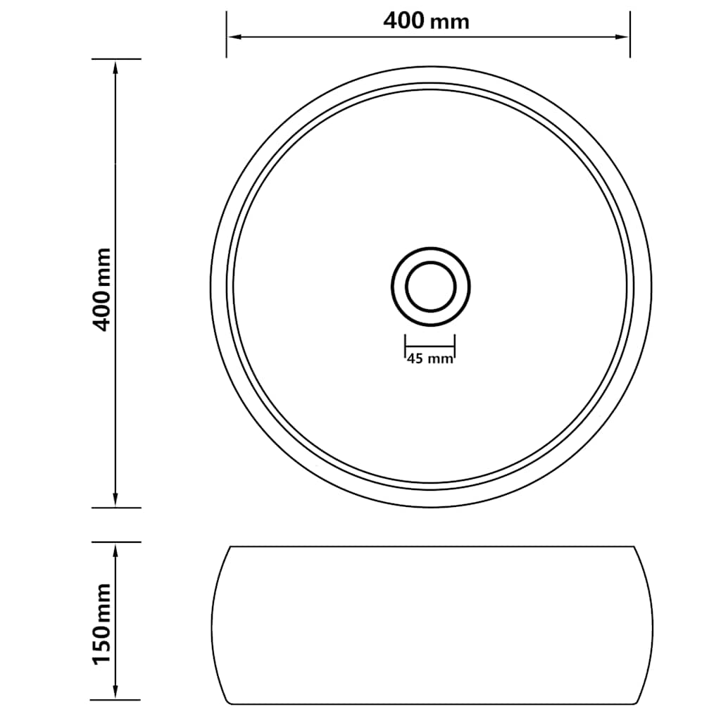 Lavabo de lujo redondo cerámica azul claro mate 40x15 cm