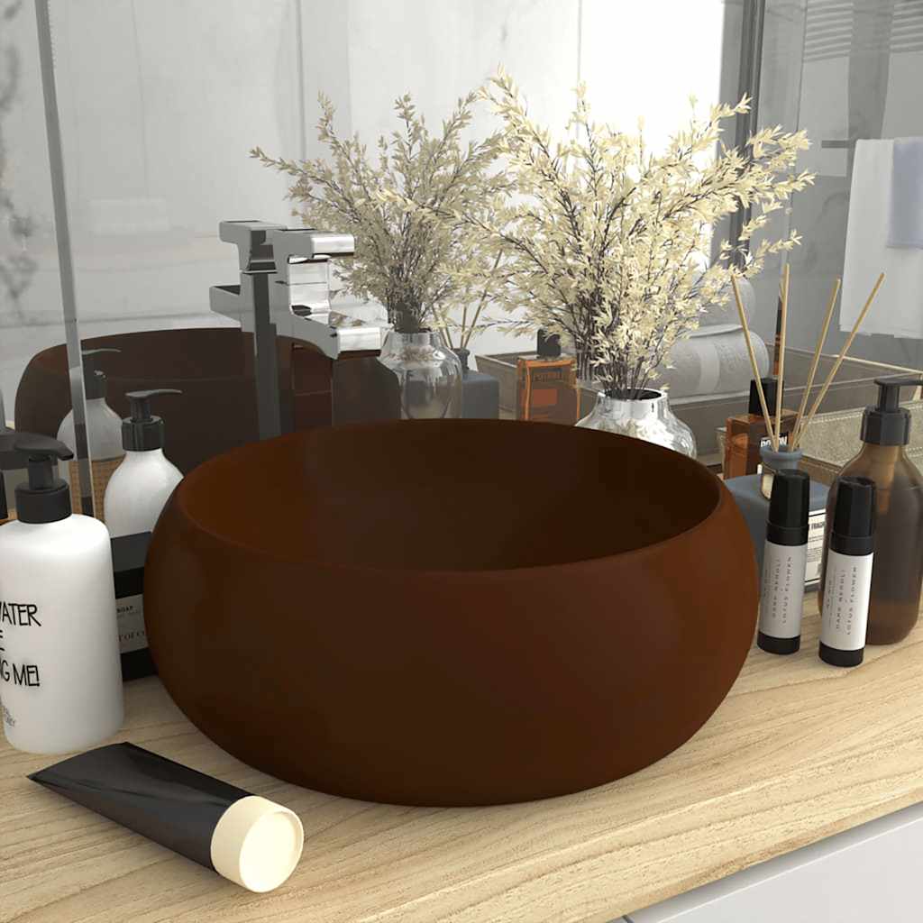 Luxury round matt light blue ceramic basin 40x15 cm