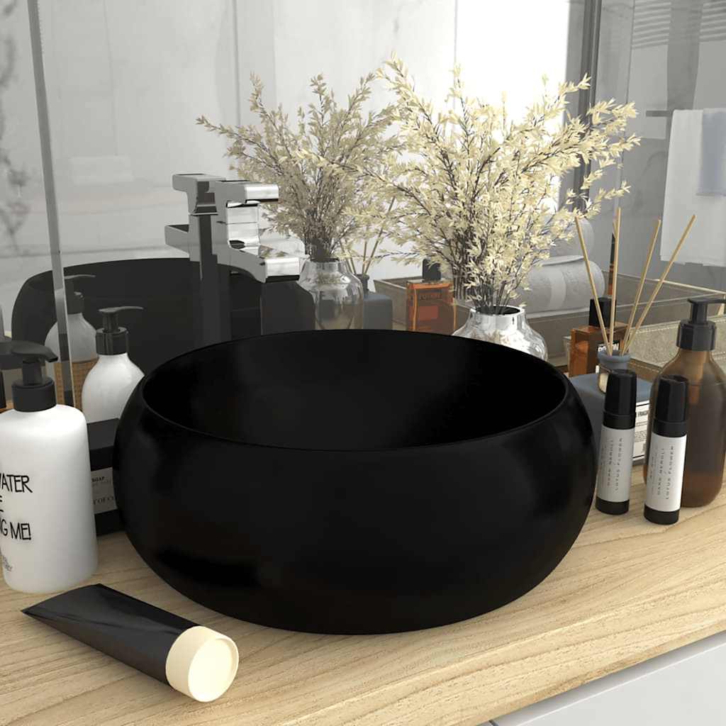 Luxury round matt light blue ceramic basin 40x15 cm