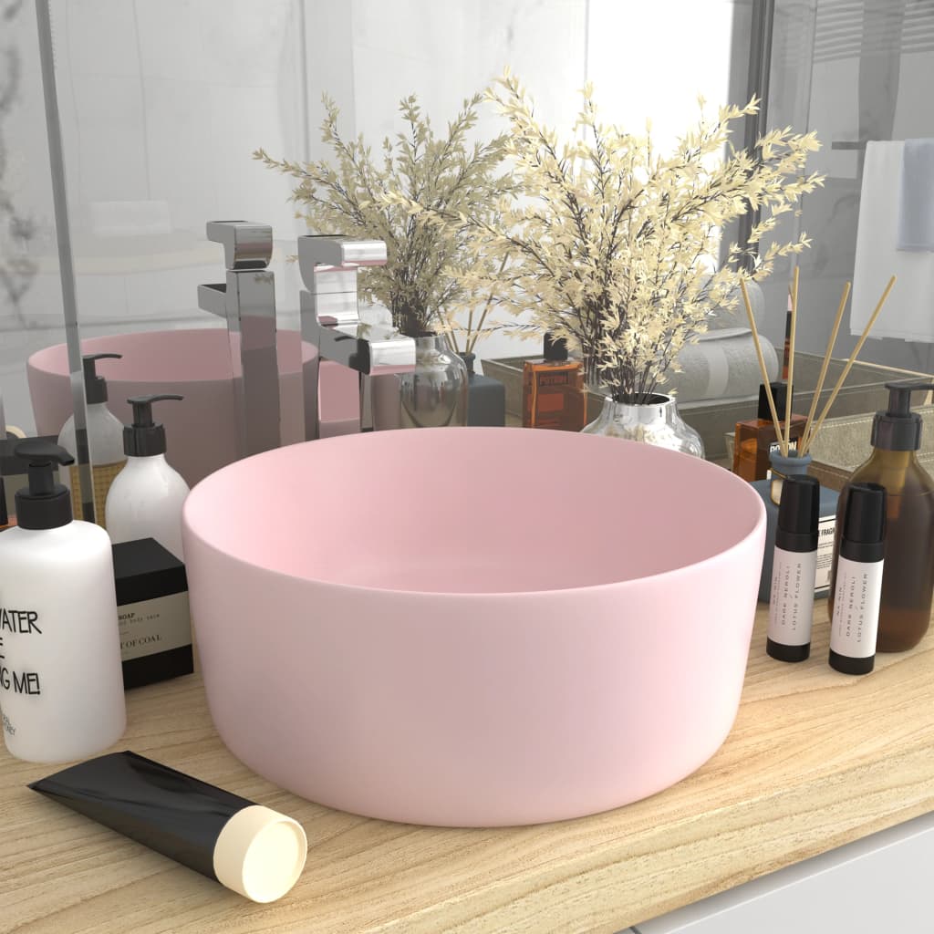 Round Luxury Light Blue Matte Ceramic Basin 40x15 cm