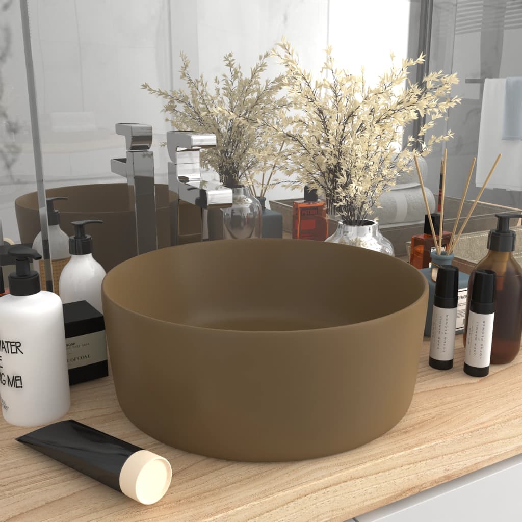 Round Luxury Light Blue Matte Ceramic Basin 40x15 cm
