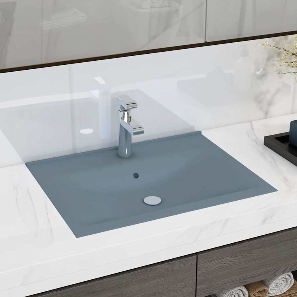 Luxury Wash Basin Tap Hole Dark Brown Ceramic 60x46 cm