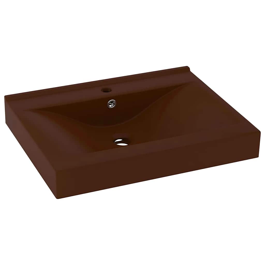 Lavabo de lujo agujero de grifo cerámica marrón oscuro 60x46 cm