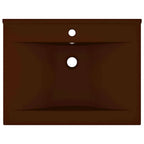 Lavabo de lujo agujero de grifo cerámica marrón oscuro 60x46 cm