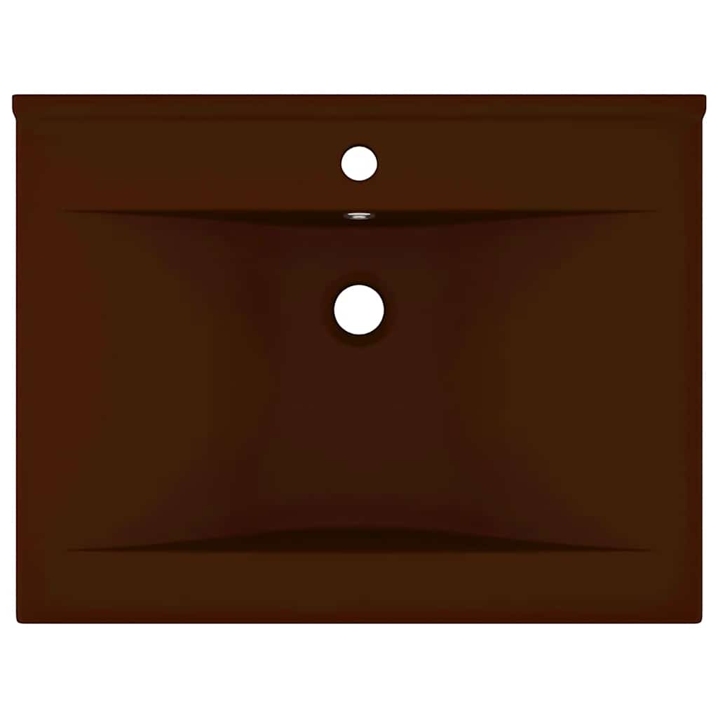 Lavabo de lujo agujero de grifo cerámica marrón oscuro 60x46 cm