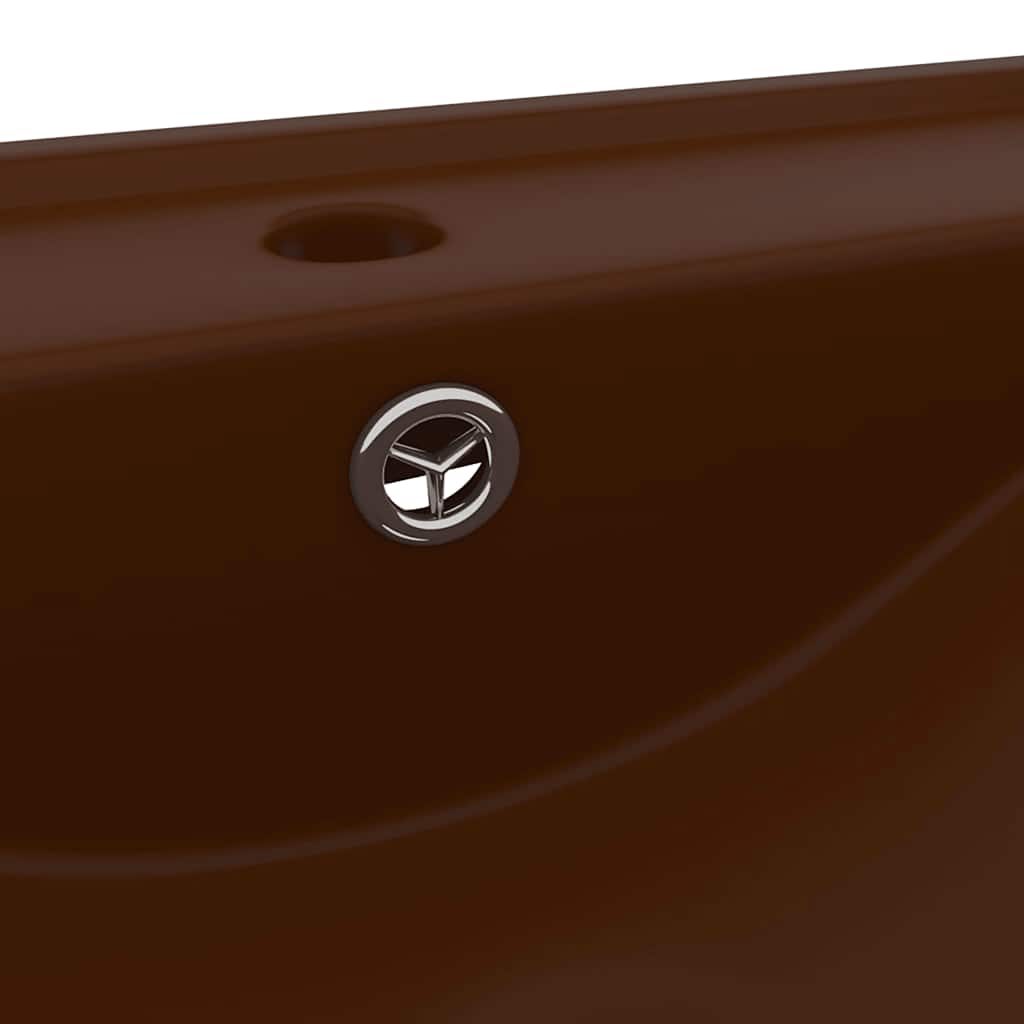 Lavabo de lujo agujero de grifo cerámica marrón oscuro 60x46 cm