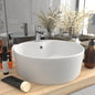 Luxury basin with overflow light blue matte ceramic 36x13 cm