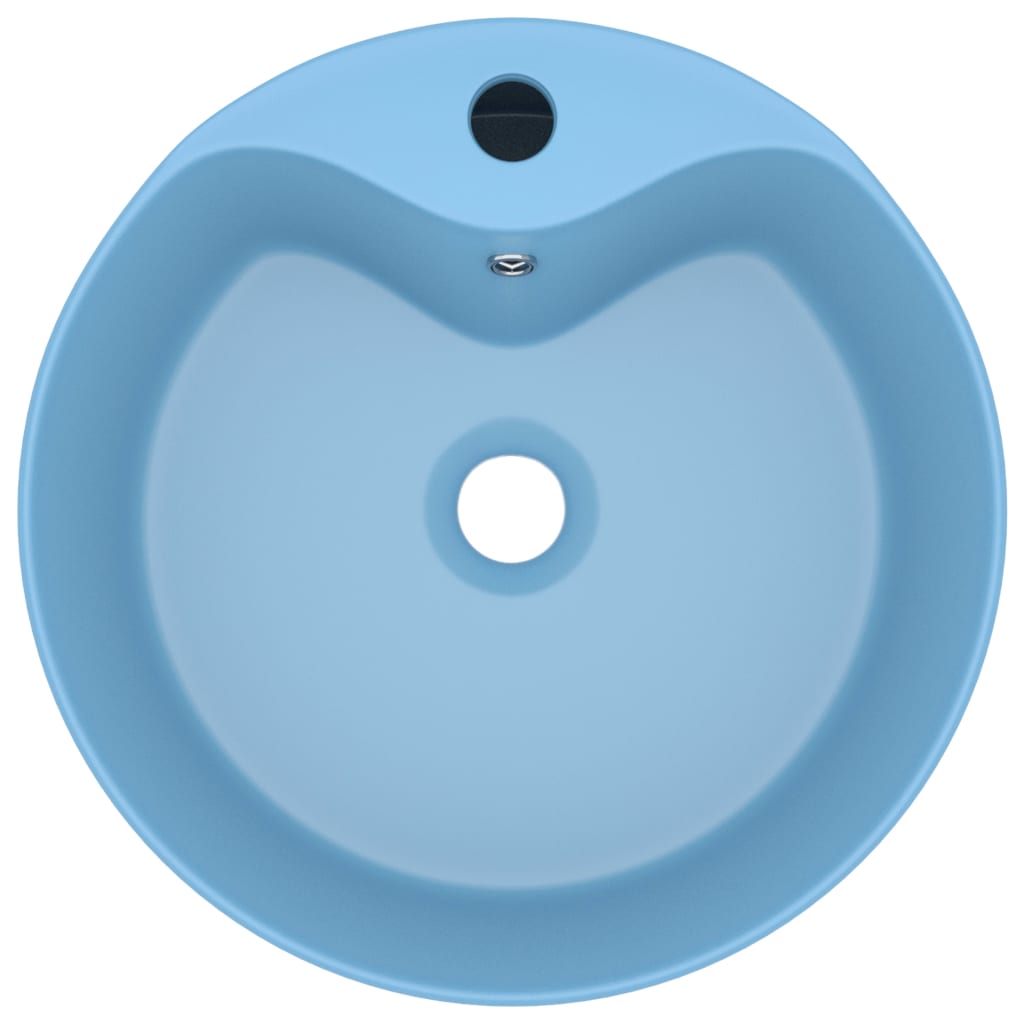 Lavabo lujo con rebosadero cerámica azul claro mate 36x13 cm