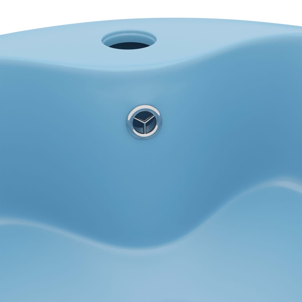 Lavabo lujo con rebosadero cerámica azul claro mate 36x13 cm