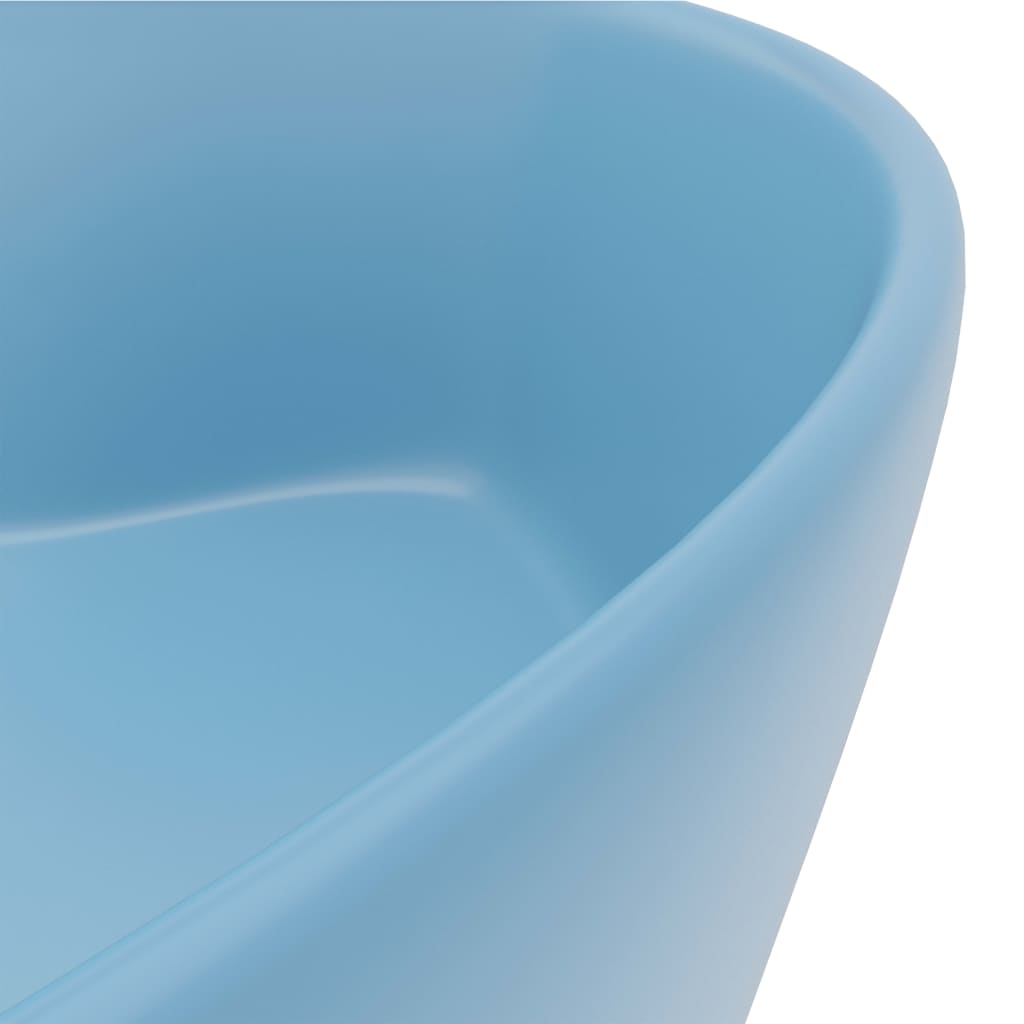 Lavabo lujo con rebosadero cerámica azul claro mate 36x13 cm