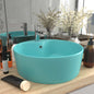 Luxury basin with overflow light blue matte ceramic 36x13 cm