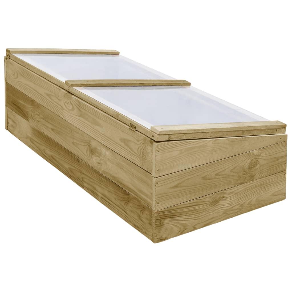 Invernadero de madera de pino impregnada 2 uds 100x50x35 cm