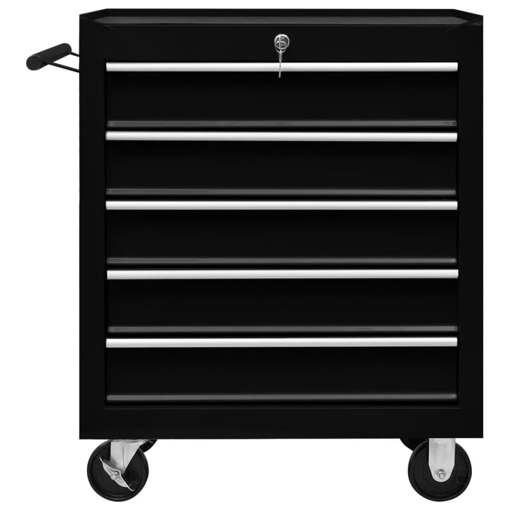 Carrito caja de herramientas 5 cajones negro