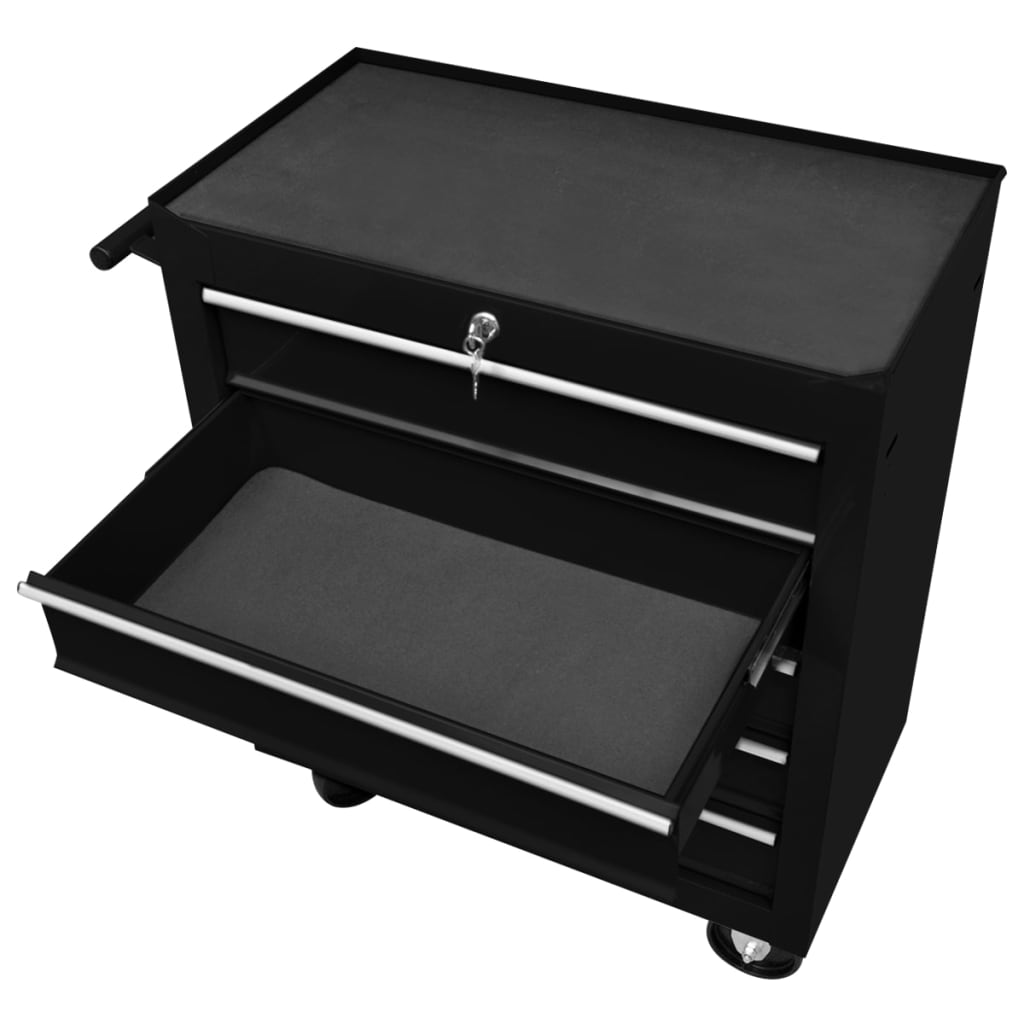 Carrito caja de herramientas 5 cajones negro