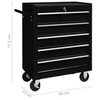 Carrito caja de herramientas 5 cajones negro