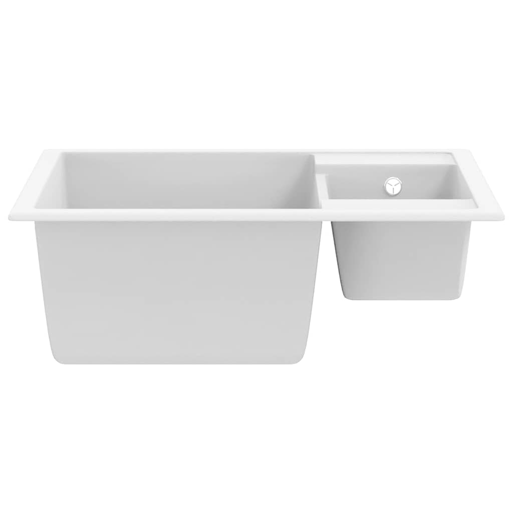 Fregadero de cocina doble seno con rebosadero granito blanco