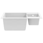 Fregadero de cocina doble seno con rebosadero granito blanco
