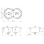 Fregadero de cocina 78 x 47 x 20.5 cm granito