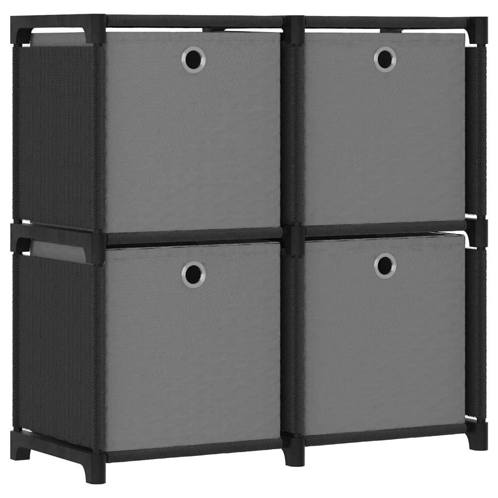 4-Cube Shelf with Gray Fabric Bins 69x30x72.5 cm
